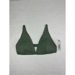 Everlane ReNew V-Neck Bikini Top Sage Nyle Green XL‎ Recycled Nylon Swim NWT